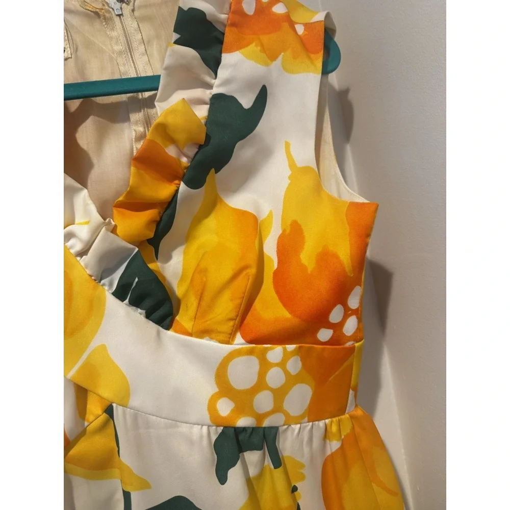 Vintage‎ Malia Honolulu Floral Maxi Dress Hawaiian Aloha Yellow Orange Sz S 70s - Picture 4 of 16